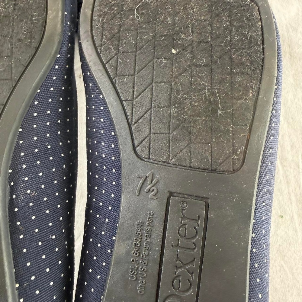 Dexter Navy Blue Polka Dot Ballet Flats Bow Womens 7.5 Y2k Retro Ballet Twee - Picture 7 of 8